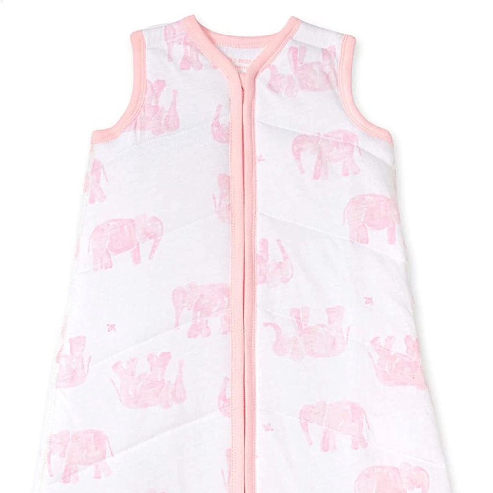 Burts Bees Sleep Sack with pink elephants 6-12m